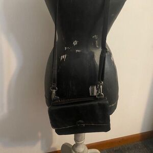 Jack George Voyager Black Soft Leather Crossbody Wallet Bag